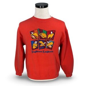 Vintage Warner Bros Studio Store Foghorn Leghorn Orange Sweatshirt XS 90s